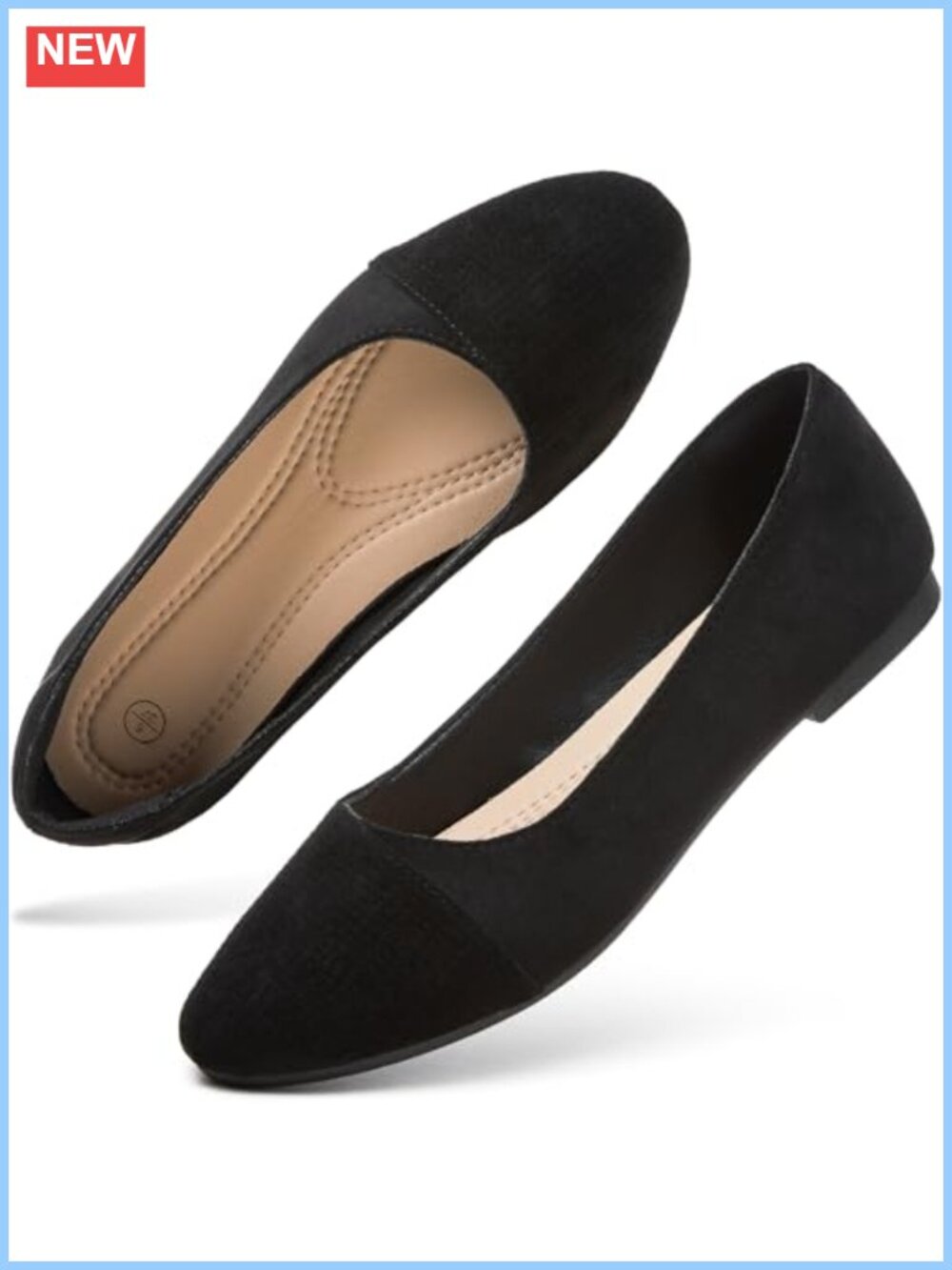 Women's Ballet Flats Round Toe Suede Slip On Dress Shoes Lightweight Memory Foam